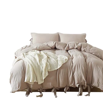 

Washed Bedding Set Solid Color Duvet Cover Pillowcase Bed Linen Comforters Quilt Cover For Twin Queen King Size Bedding Sets