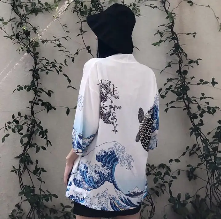 

Spring Autumn Kimono Cardigan Kimono Yukata Woman Man Loose Thin Student Outer Garment
