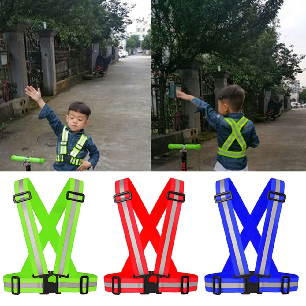 Reflective Safety Vest Highlight Reflective Straps Night Running Riding Clothing Vest Adjustable Safety Vest Elastic Band For Adults and Children