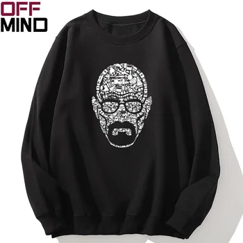 

OFF MIND cotton blend long sleeve breaking bad print men crewneck sweatshirt casual heisenberg men sweatshirt cool sweater men