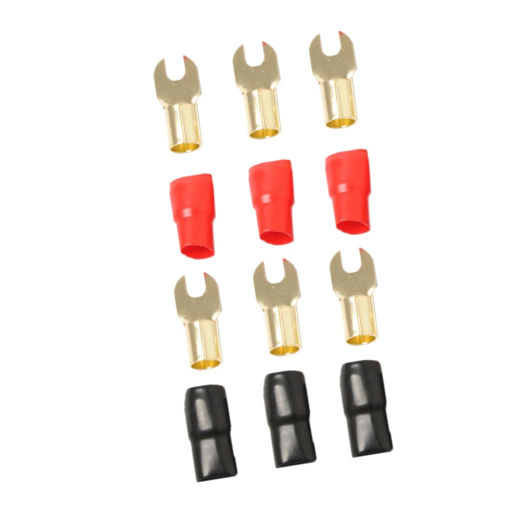 3 Pairs 1/0 Awg Gauge Fork Terminals Wire Connector Kit Positive