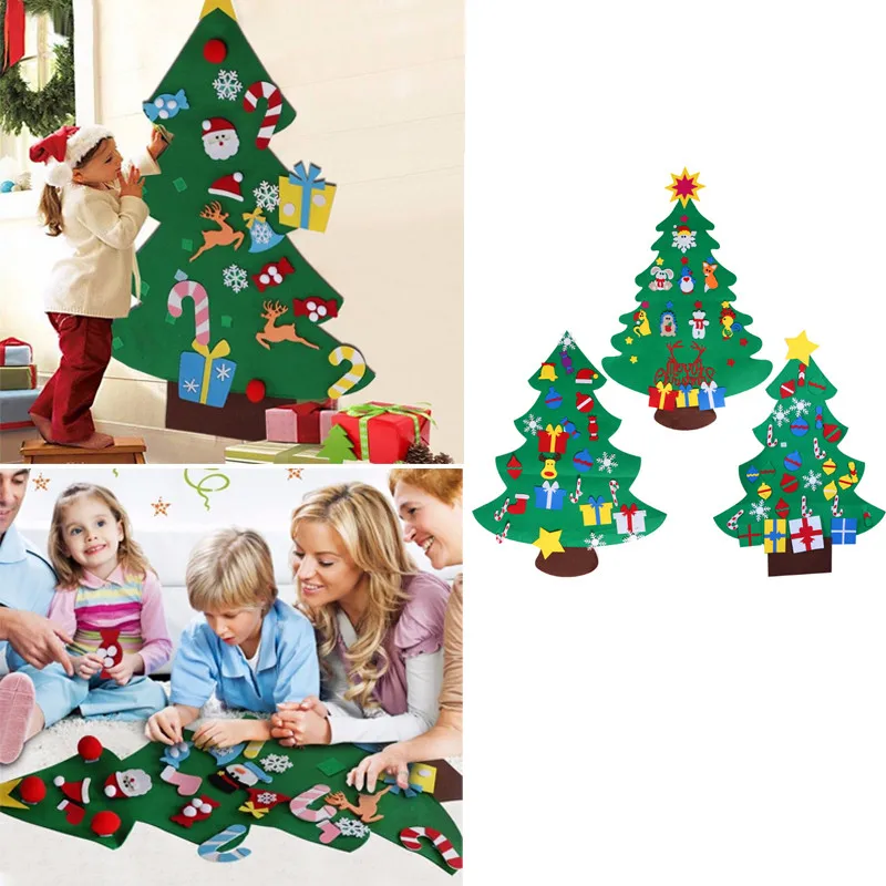 2019 DIY Felt Christmas Tree baby kids Xmas gift Wall Hanging Toy Removable Art Decals home door Stickers decoration 3 color | Игрушки и