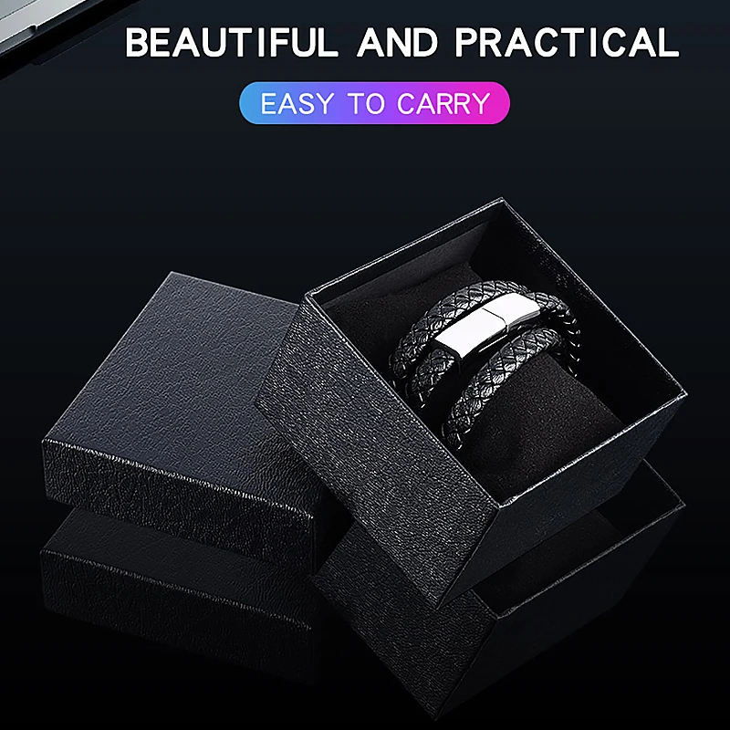 Outdoor Portable Leather Bracelet Charging Cable Micro USB Type C Cable For iPhone 11 6 7 Samsung Data sync Phone Line Charger