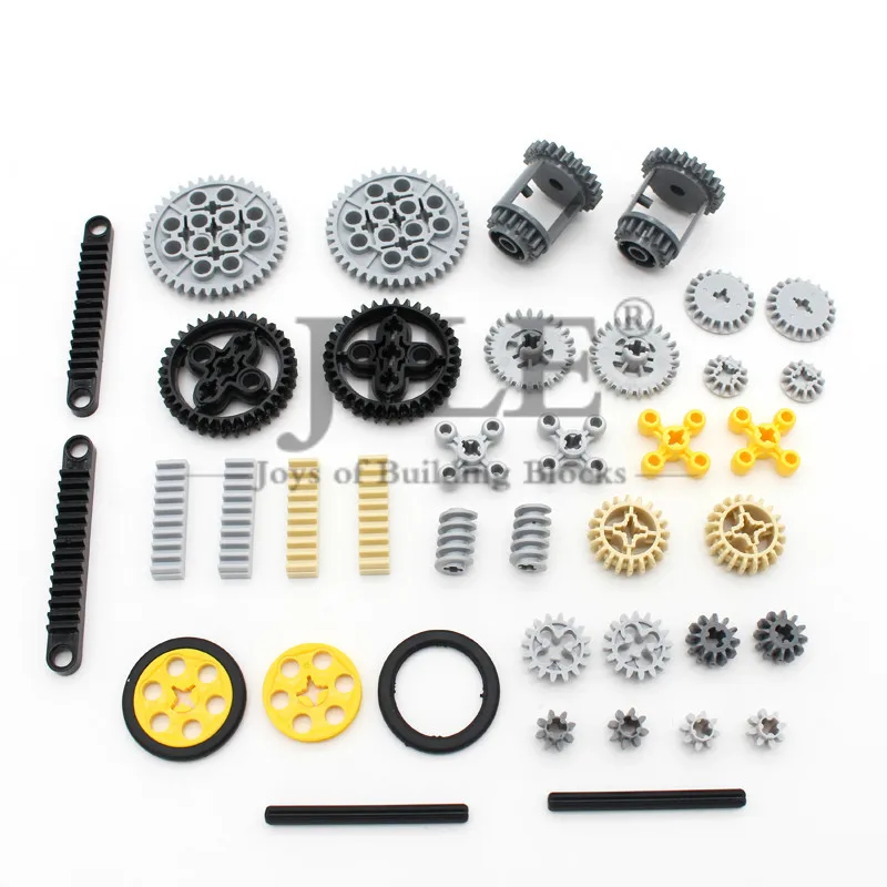 

Moc Technic Wheel Gear Parts Set Bulk DIY Building Blocks Bricks Accessories Combination Mechanical with Cross Alxe Science Toys