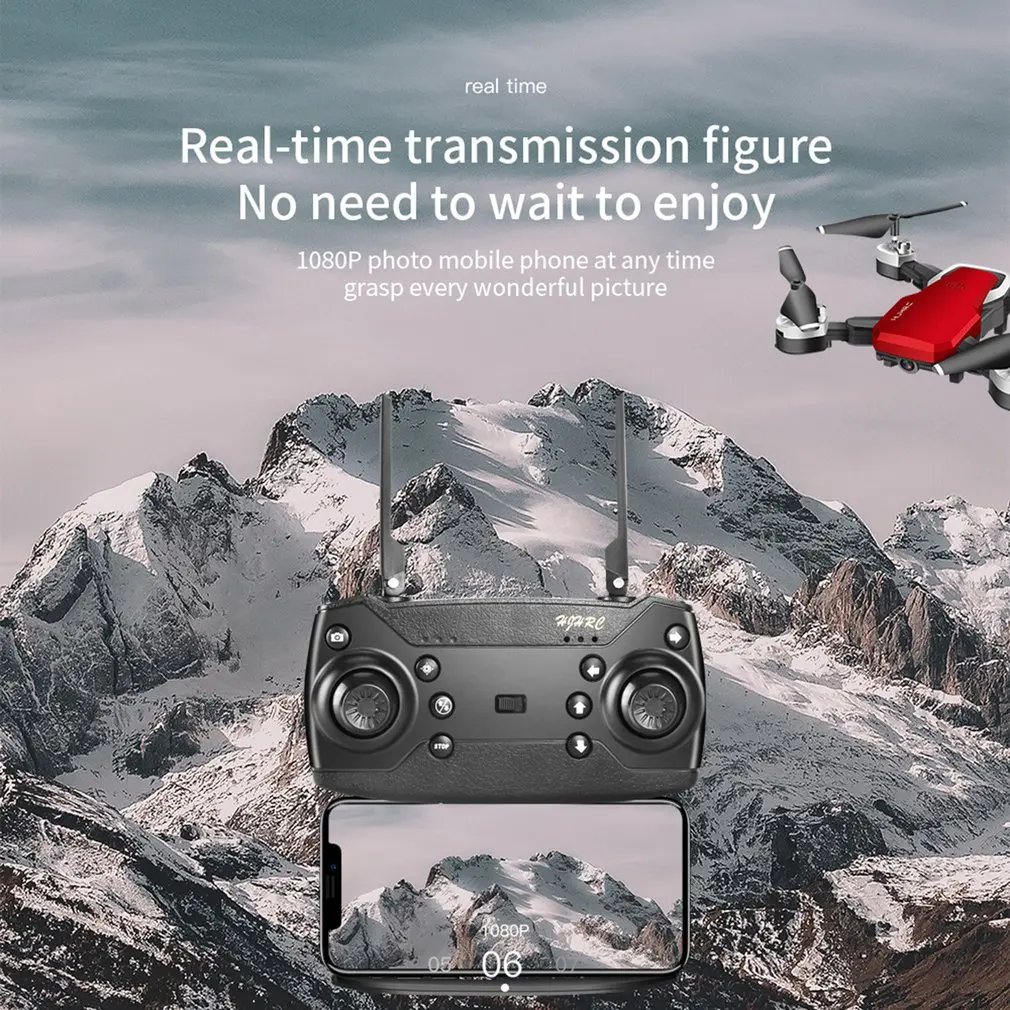 HJ28 Foldable RC Drone 4 Channels Wifi 2MP/5MP FPV Camera Drone Altitude Hold Gesture Photo/Video RC Quadcopter