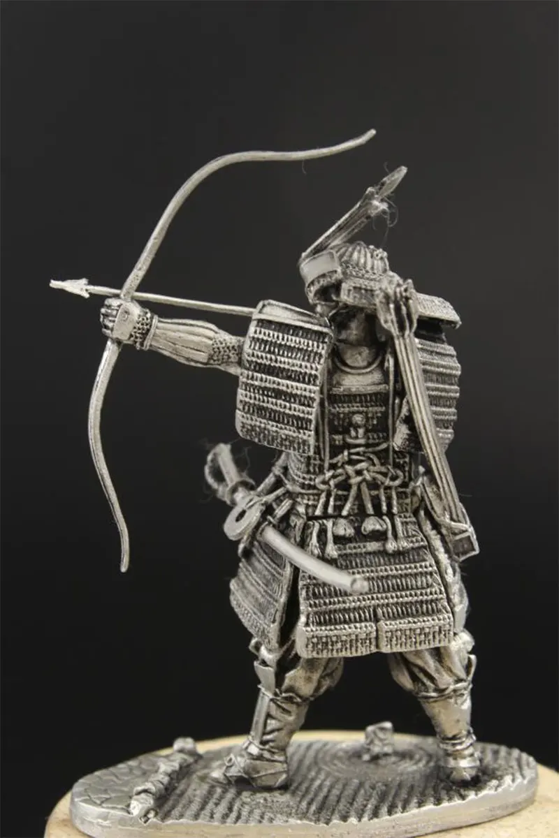 1:32 Масштаб 54 мм оловянный Металл японские воюющие Штаты стрельба из лука воин в доспехах самурайская Статуэтка фигурка древнего статического солдата Модель