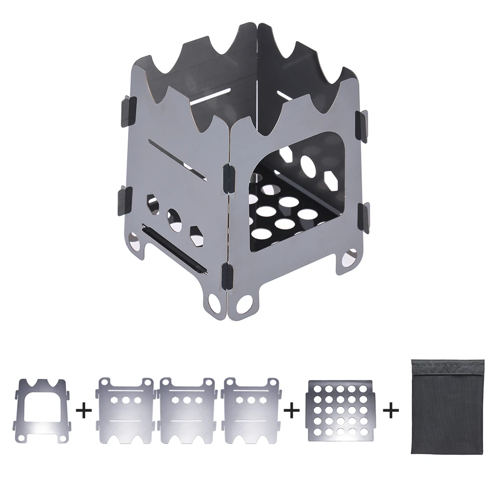 Outdoor Camping Stove Portable Ultralight Folding Wood Stove Pocket Stove for Camping Fishing Hiking