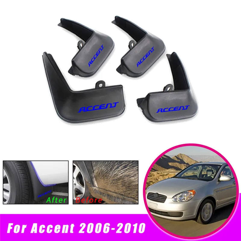 Брызговики для hyundai Accent седан 2006-2010 для крыло всплеск ограничители Брызговики автомобильные аксессуары 4 шт - Цвет: Синий