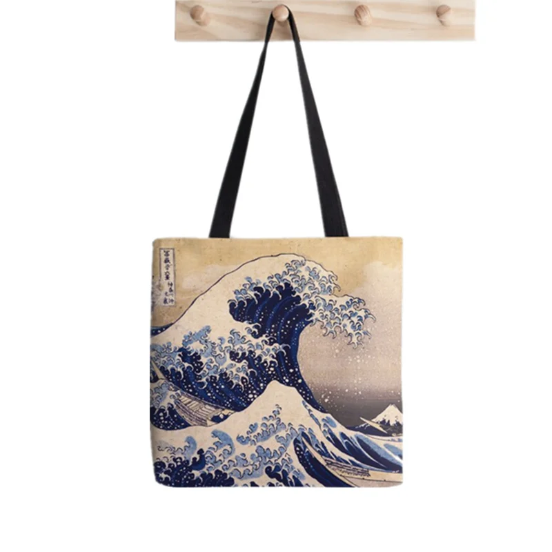Shopper The Great Wave of Pug Tote Printed Tote Bag women Harajuku shopper handbag girl Shoulder shopping bag Lady Canvas Bag