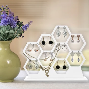 

Portable Honeycomb Shape Jewelry Wooden Organizer Jewelry Storage Rack Necklace Holder Display Stand Jewelry Storage Racks