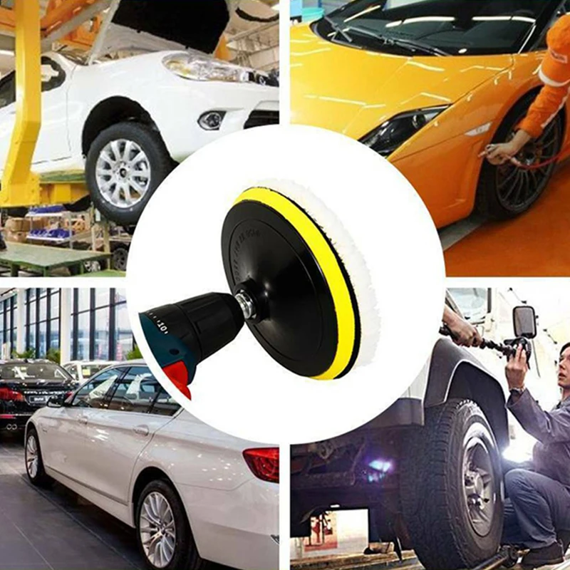 

1Pc 6" Inch Round Fine Polishing Pad Wheel Self-adhesive Car Paint Care Waxing Sponge Wool Polisher Bonnet Tool