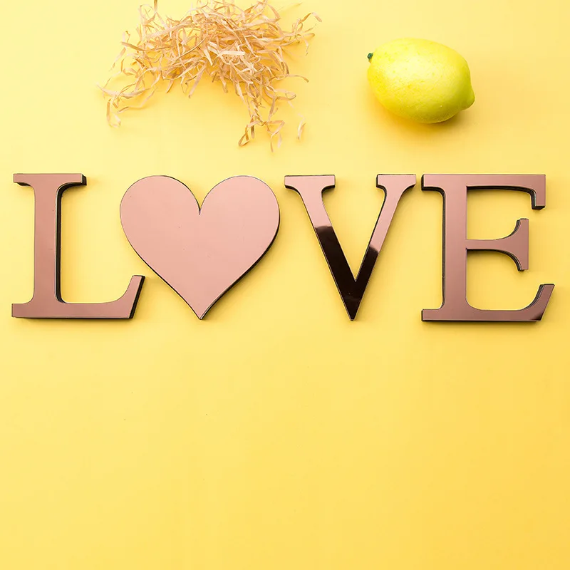 

Brown Acrylic Mirror English Letter Wall Sticker Foam combination creative home decoration DIY sticker customize