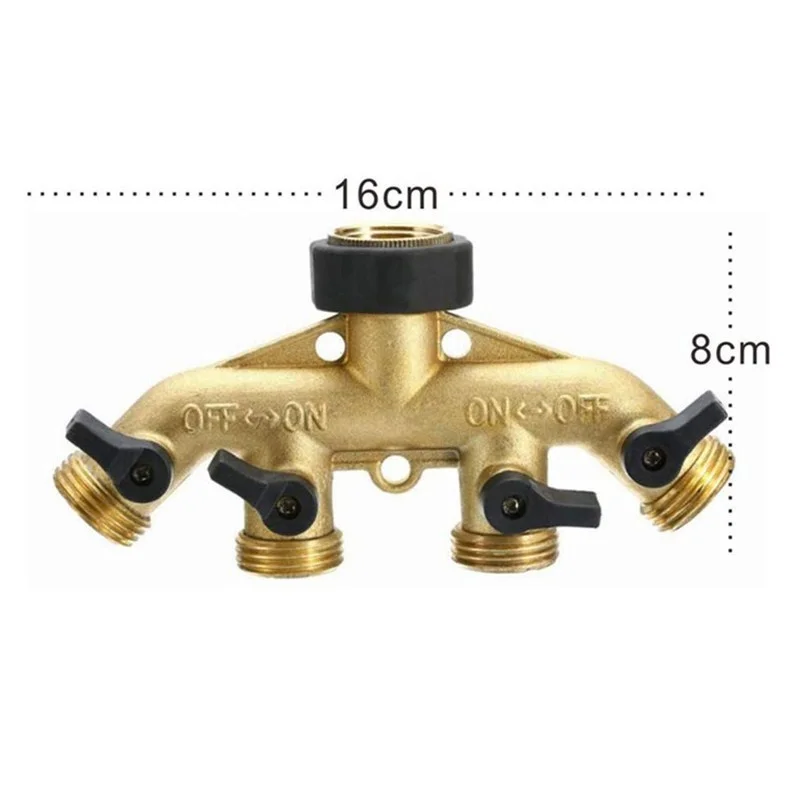 Brass 2/4 Way 3/4" Faucet Water Splitter Y-Type Garden Hose Splitter Watering Ta