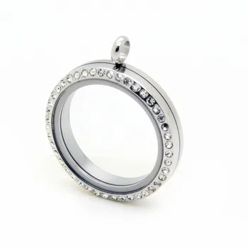 

20mm 25mm 30mm 34mm 38mm Round Floating Locket Crystal Stainless Steel Twist Screw Memory Photo Locket Pendant
