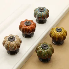 

40MM Ceramic Drawer Pull Pumpkin Cabinet Knobs for Dresser Bedroom Kitchen Accessories Cupboard Hardware Furniture Handle1PC