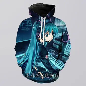 

anime hatsune miku hoodie men women 3d print sweatshirt harajuku funny casual shorts streetwear hip hop pants pullover jacket