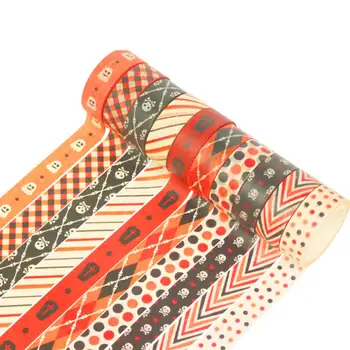 

10 Laps / Set Halloween Washi Tape Set Sticky Adhesive Paper Tape For Holiday Decorations Gift Wrapping Scrapbooking Arts Crafts