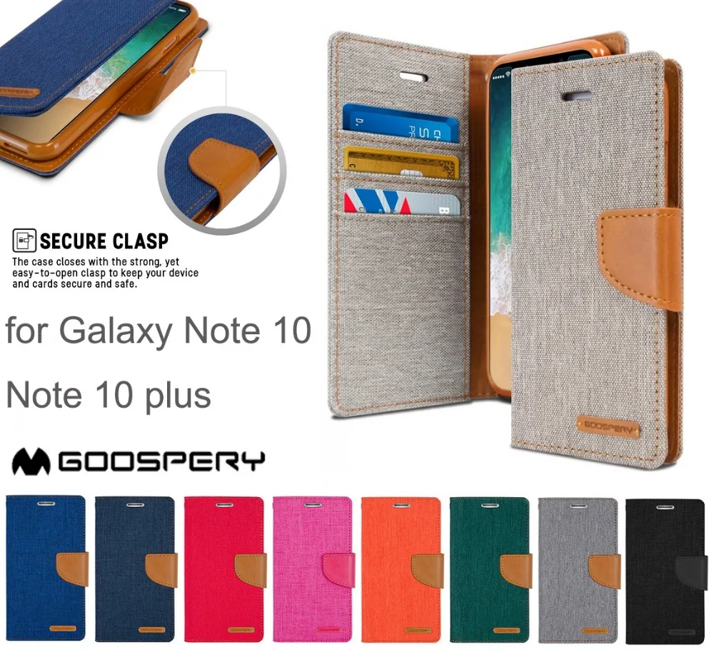Меркурий Goospery холст Дневник Бумажник флип чехол для samsung Galaxy Note 9 10 note 10 plus
