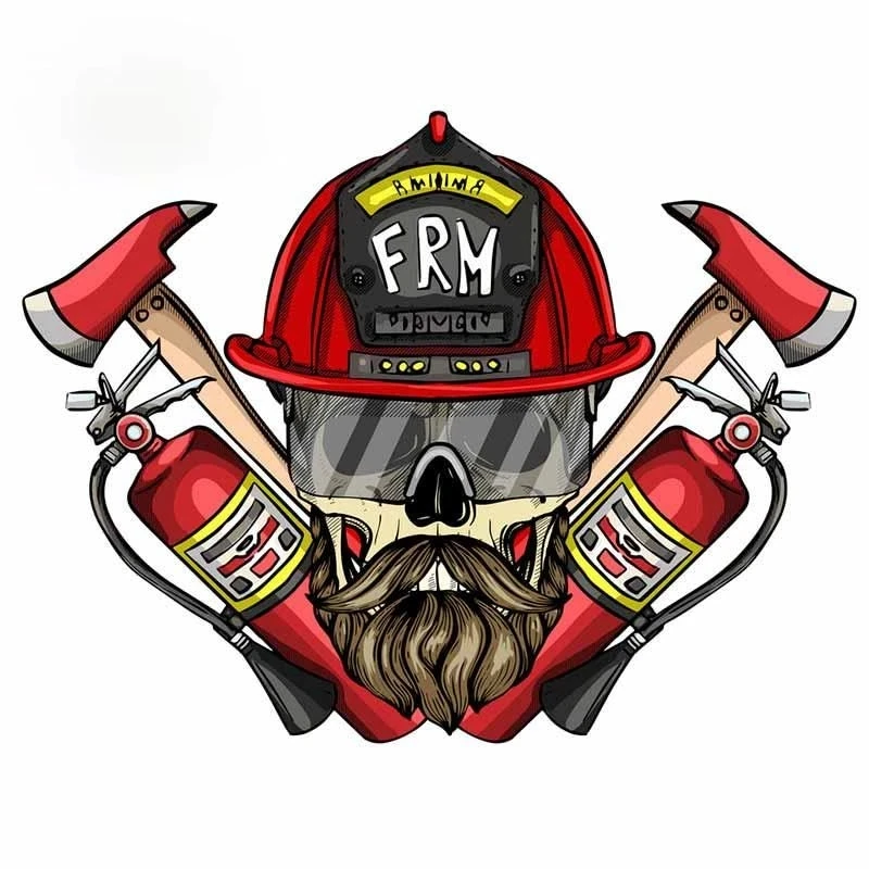 

S50324#13/15/17CM Personality PVC Decal Cool Fireman Skull Car Sticker on Motorcycle Laptop Decorative Accessories