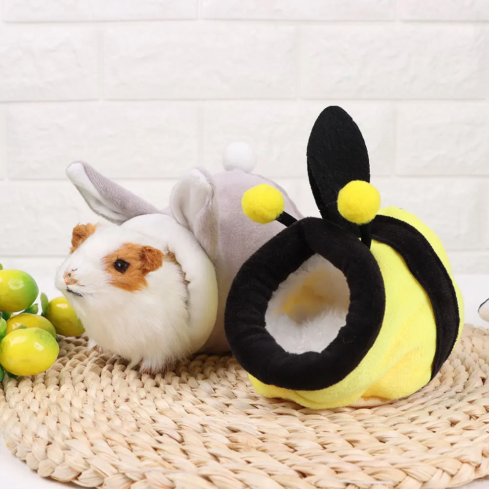 Cartoon Animal Styling Hamster House Soft Plush Winter Warm Small Animal Sleeping Bed For Guinea Pig Rabbits Hamsters Nest Mat