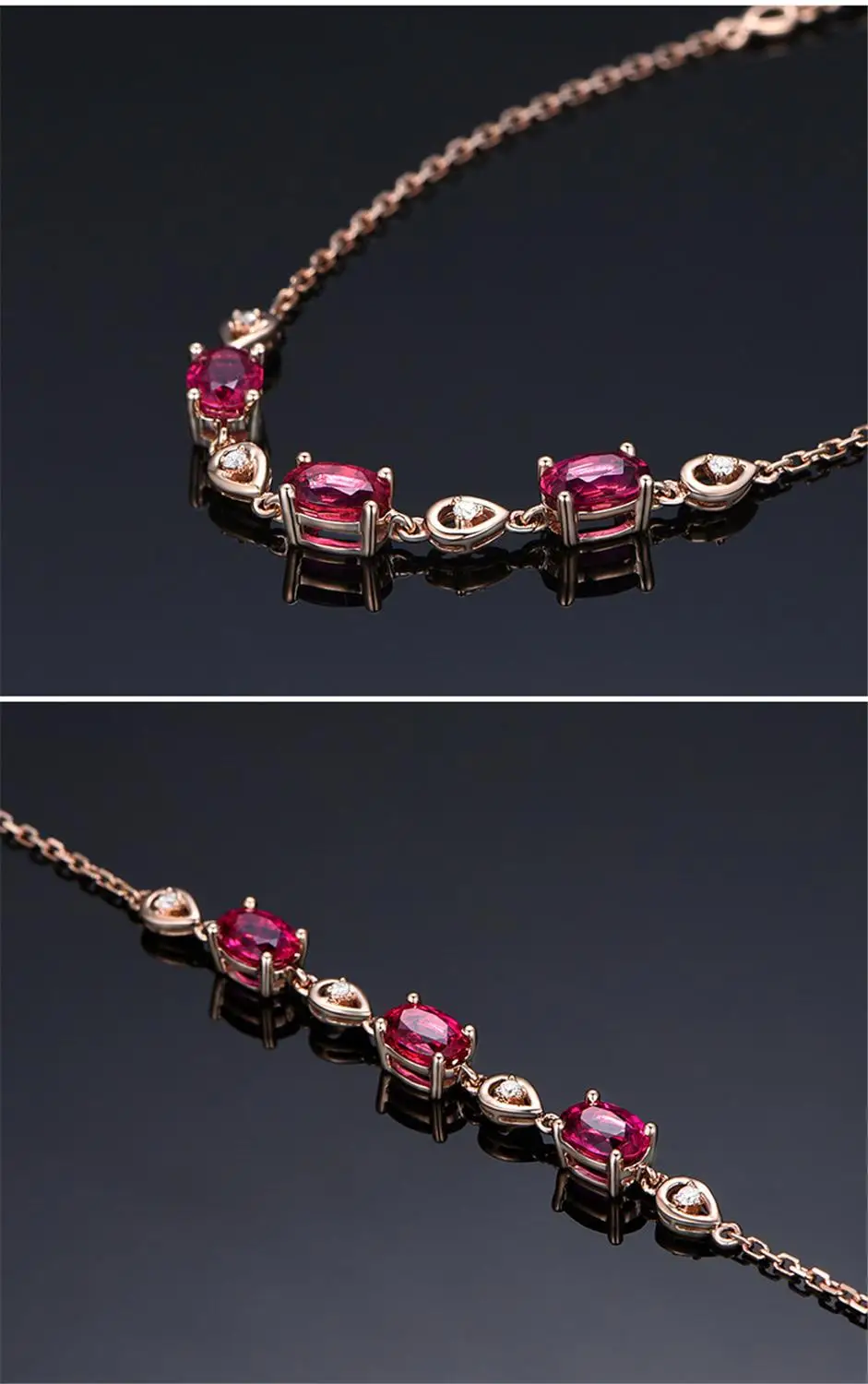 Красный Кристалл рубиновый браслет ювелирные изделия для женщин 18 к розовое золото Агат Граненый фианит драгоценные камни Роскошные подарки на день рождения для женщин девочек