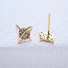 4 шт. 9,3*7,5 мм 24K золото цвет латунь с цирконом объемные серьги-гвоздики "Планета" серьги Высокое качество Diy ювелирных изделий Аксессуары