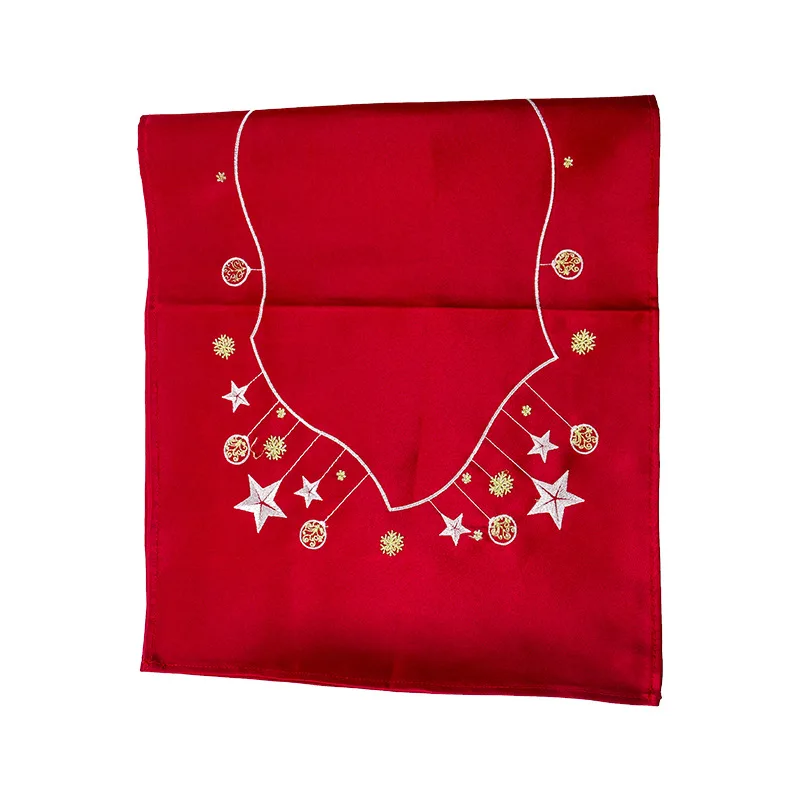 Star Christmas Table Runner Xmas Tree Elk Snowflake Embroidered Tablecloth Desktop Cover - Цвет: Star
