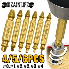 

6pcs Damaged Screw Extractor Drill Bits Guide Set Broken Speed Out Easy out Bolt Screw High Strength Remover Tools