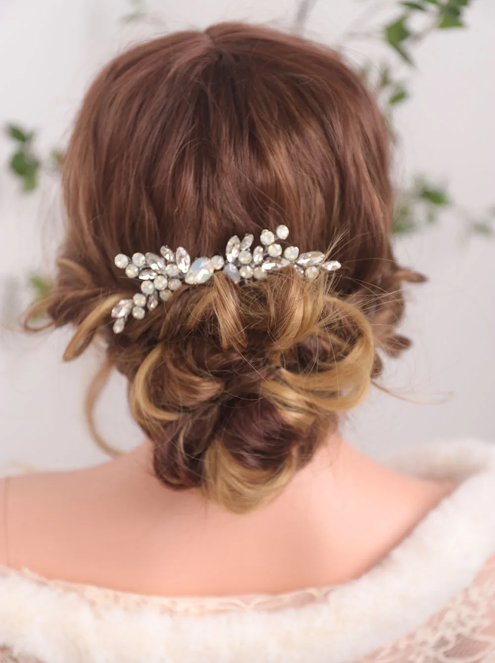 Bride Hat Hair comb Rhinestones A pair of Hair Jewelry Silver Bridesmaid gift clip for women