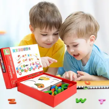 

26 English Letter Map Cards Children Puzzle Learning Early Education Toy improve ability of cognizance practice letters and word