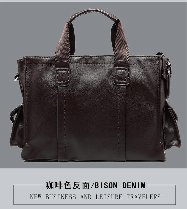Crazy Horse Black Brown Bussines Bag Men Leather Bags Briefcases Work With Compartments Male Casual Solid Attache Case 0016