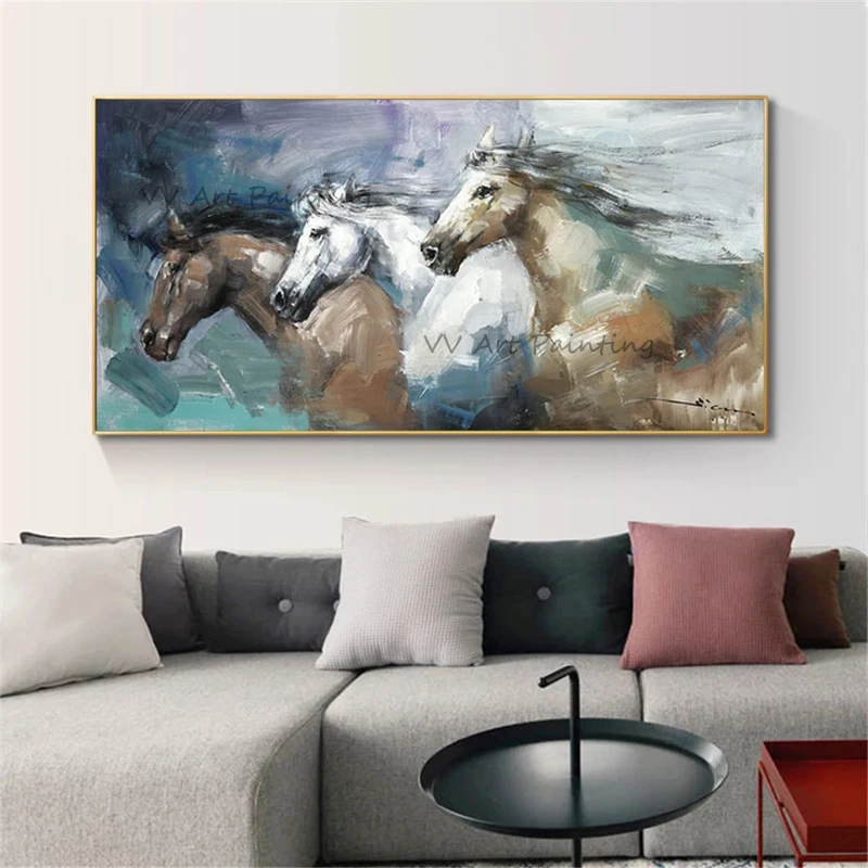 

The Animal Oil Painting Pciture Handmade Wall Nature Painting Picture Mural Art Artwork For Living Room Frameless Running Horses