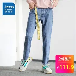 По-настоящему Weiss ковбойские штаны мужской прилив бренд 2019 осень школьник прямо, канистра, молодежного Для досуга штаны