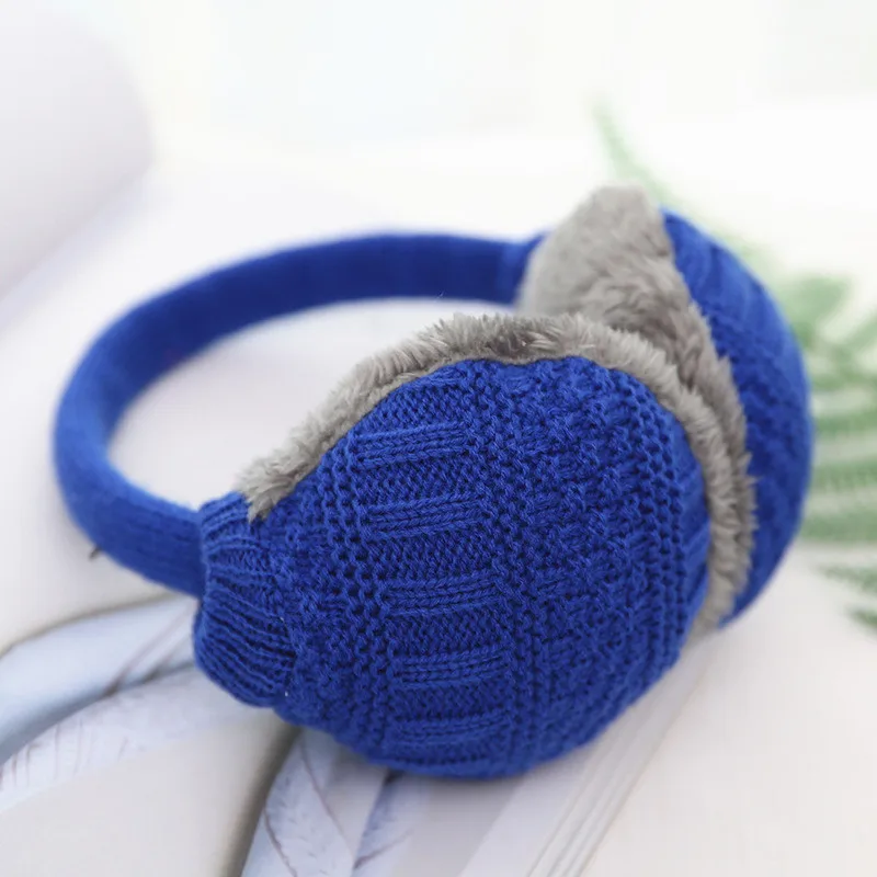 New Fashion Winter Warm Knitted Earmuffs Ear Warmer Fashion Women Girls Ear Muffs Earlap Casual Earmuffs Winter Accessories - Цвет: Синий