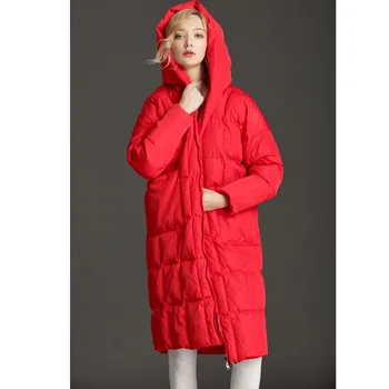 

Winter Women's White Oversize Duck Down Coat Hooded Warm Puffy Jacket Korean Long Parka 2020 LJY-177 KJ4024