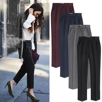 

Spring Autumn office women's nine pants female black high waist pencil pants capris for women trousers woman Plus size 5XL K203
