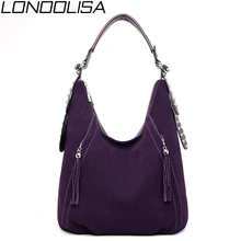 Новая женская замшевая кожаная сумка высокого качества роскошные сумки женские сумки дизайнерские простые сумки на плечо с кисточками для женщин