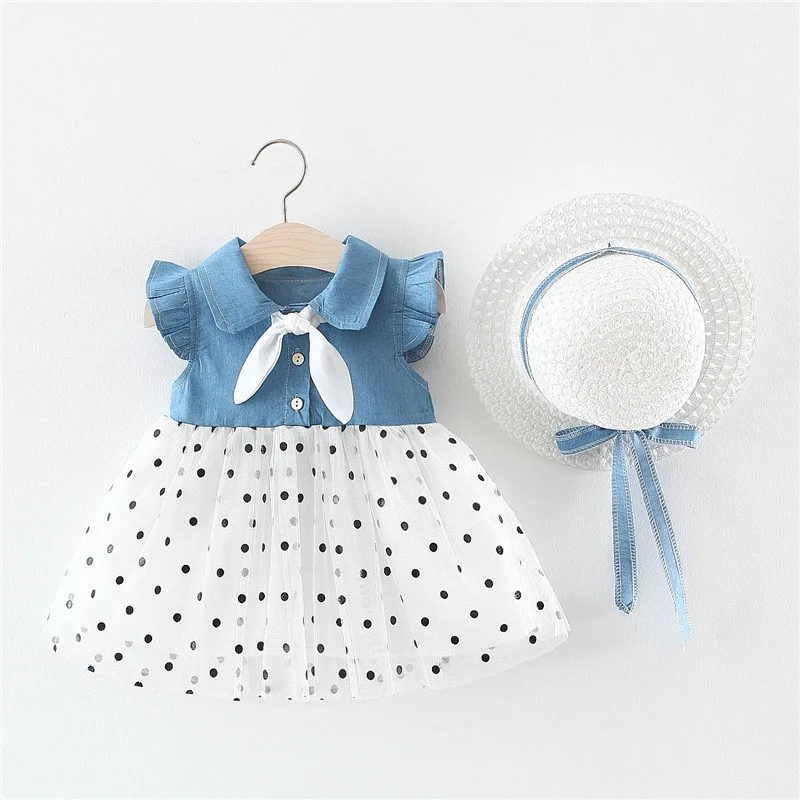 Пляжные платья-пачки для маленьких девочек с шляпой; коллекция года; Летние платья для маленьких девочек; одежда для малышей без рукавов; 12 месяцев - Цвет: Белый