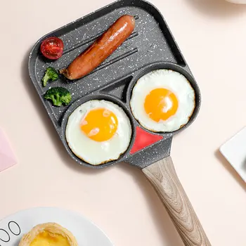 

3-Hole Non-stick Omelet Pan for Ham Burger Eggs PanCake Maker Frying Pans Creative No Oil-smoke Breakfast Grill Wok Cooking Pot