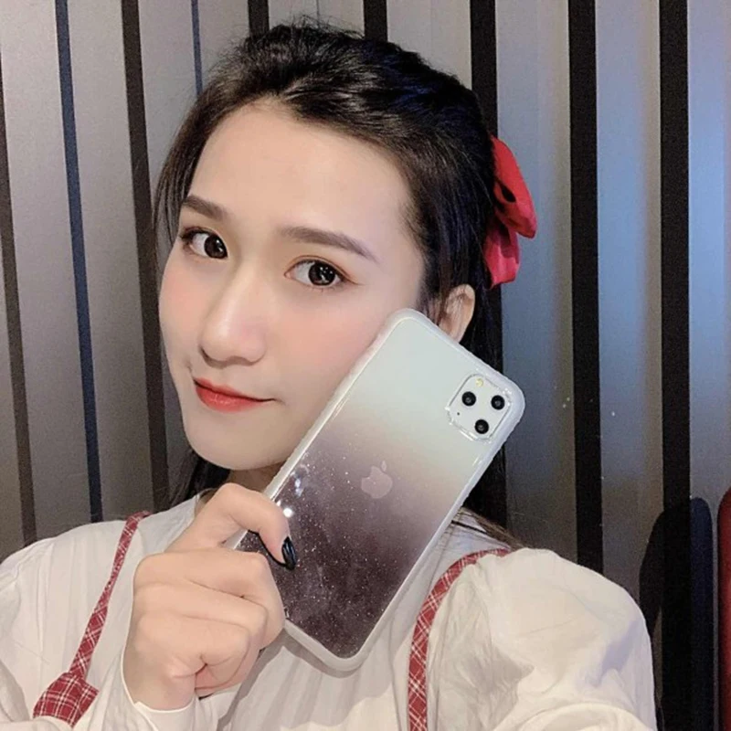 Блестящий противоударный градиентный телефонный чехол для iPhone 11 11Pro Max XR X XS Max 7 8 6 6splus прозрачный Блестящий Мягкий IMD чехол-накладка