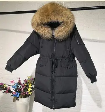 Black brown fur Женский зимний пуховик, новинка, плюс размер, Свободная Женская куртка с капюшоном, меховой воротник, толстое теплое пальто, повседневное, офисное, Женское пальто, Q89 - Цвет: Black brown fur
