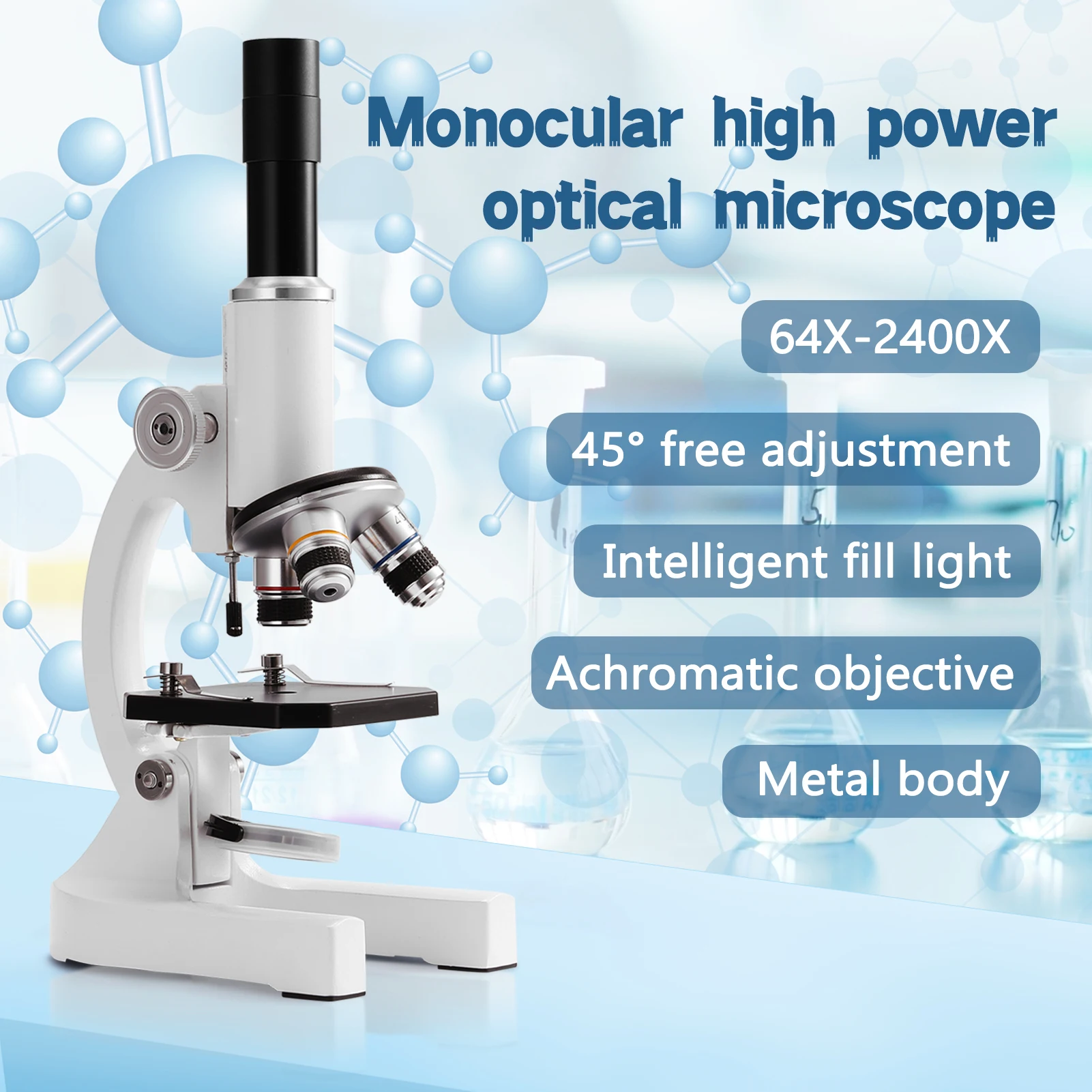 Монокулярный оптический микроскоп meiku 64X-2400X для начальной школы детский научный