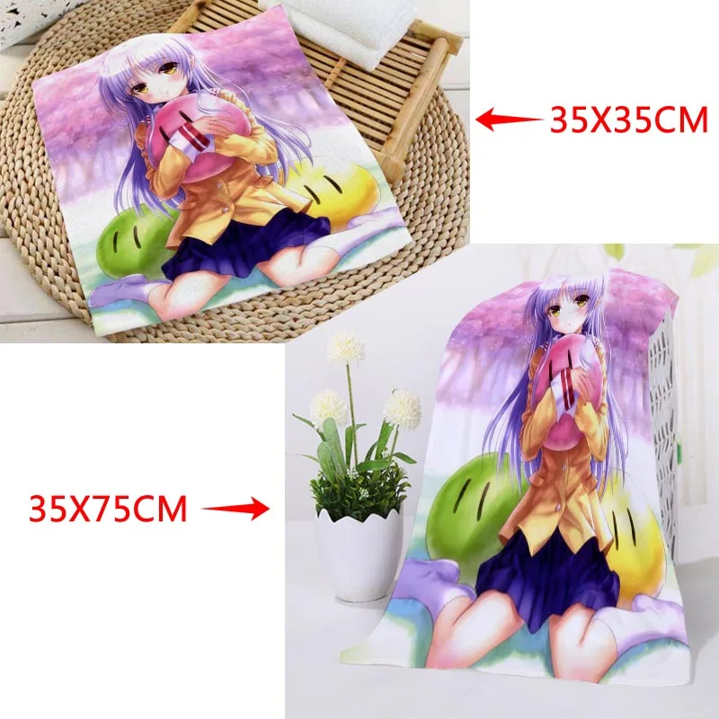 Hot Custom Clannad Printing Towels Square rectangle Towels Size 35x35cm 35x75cm Cotton Face Towel Fabric Custom logo - Цвет: 1