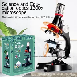 Microscope Kit LED 100x 400x 1200x Magnification Microscope for Boys Girls Students