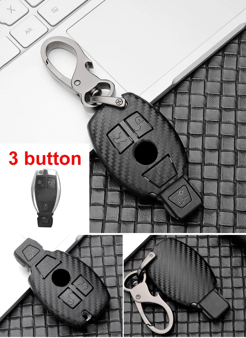 In Fibra di carbonio Auto Chiave Fob Caso Della Copertura di protezione Per Mercedes Benz E Classe C W204 W212 W176 GLC CLA GLA car styling Accessori - Hba5a790e9bb94045addb216fd5fca775z