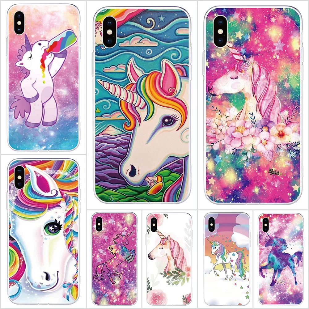 Per Lg 2017 Q8 K10 K8 K4 Leon 4G Spirit Style L-03K Custodia Morbida Tpu Cover Unicorno Arcobaleno Coque Shell Custodia Per Telefono