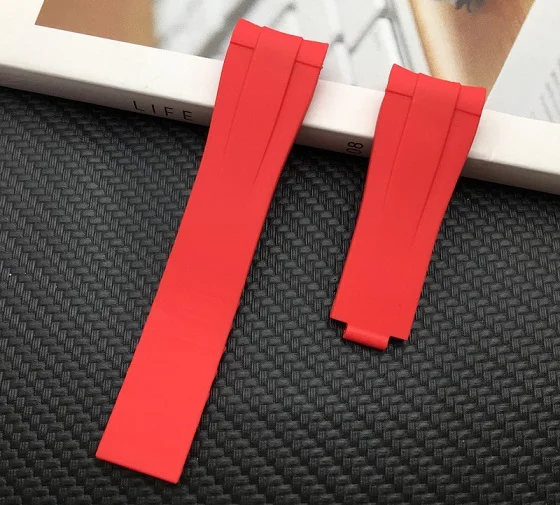 Обычная использование 20 мм мягкий изогнутый конец натуральная резина Ремешок для ролевого ремня для Daytona Submariner GMT explorer 2 Браслет без логотипа - Цвет ремешка: Red strap