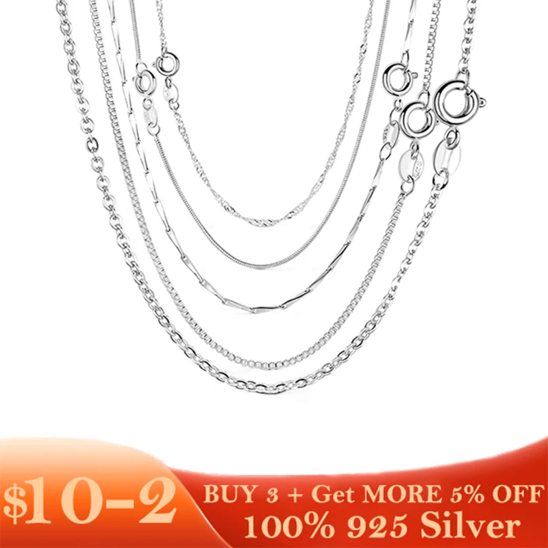 Original 925 Sterling Silver Trend Necklace Snake Double Circle O Chain Link For Women Jewelry Anniversary Gift | Украшения и