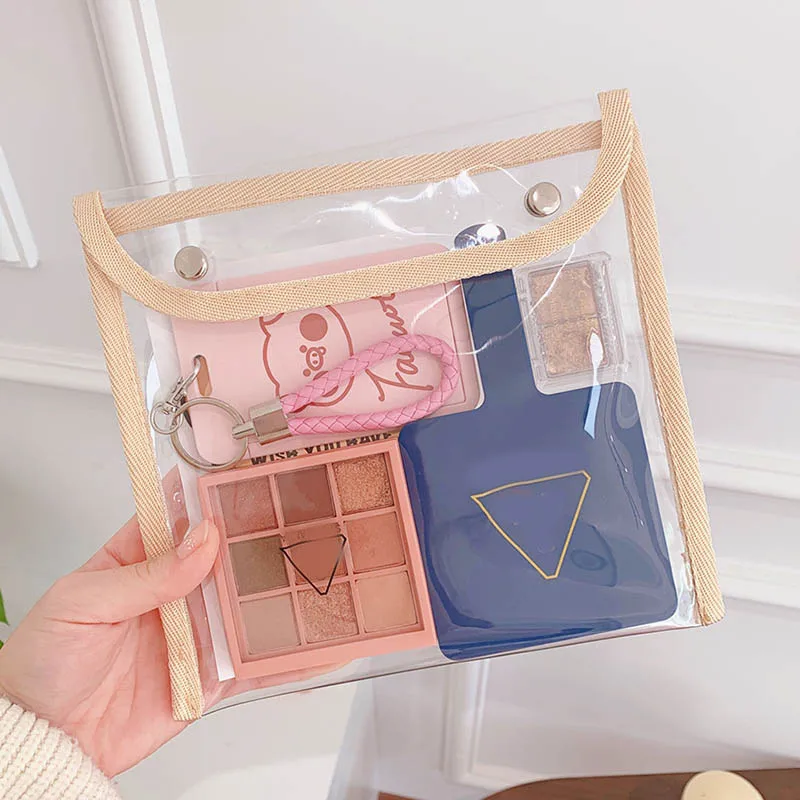 Fashion Simple Transparent Waterproof Girls Travel Cosmetic Bag Makeup Case Handbag Organizer Storage Pouch Toiletry Wash Bag