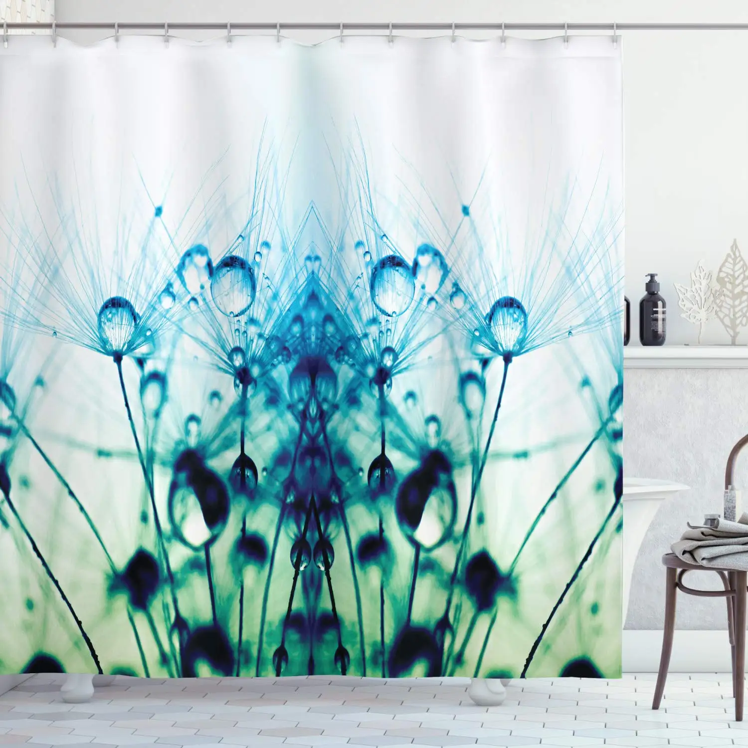Аква занавеска для душа Одуванчик с цветочными листьями Oracle цветок и мистический